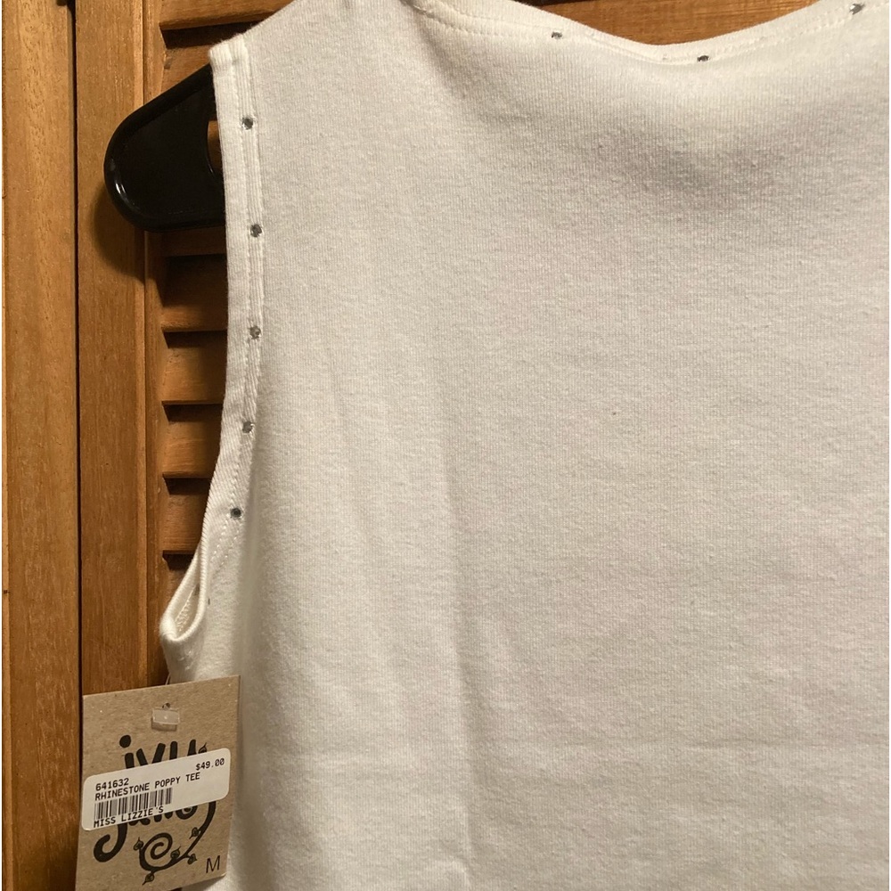 Ivy Jane White Poppy Tee Shirt with Rhinestone Embellishments - Picture 11 of 13